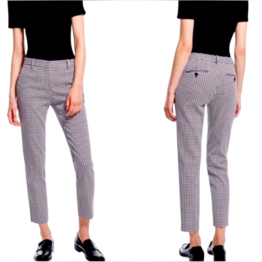 Theory 6 Treeca Cl Winhall Black White Houndstooth Crop Ankle Pants Women’s